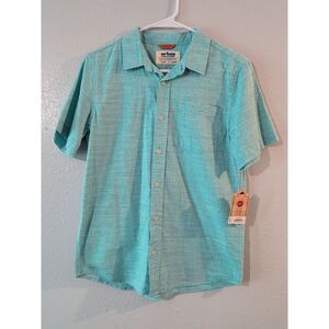 Urban Pipeline Boys Shirt Size XL Turquoise Striped Collared Button Up Poplin